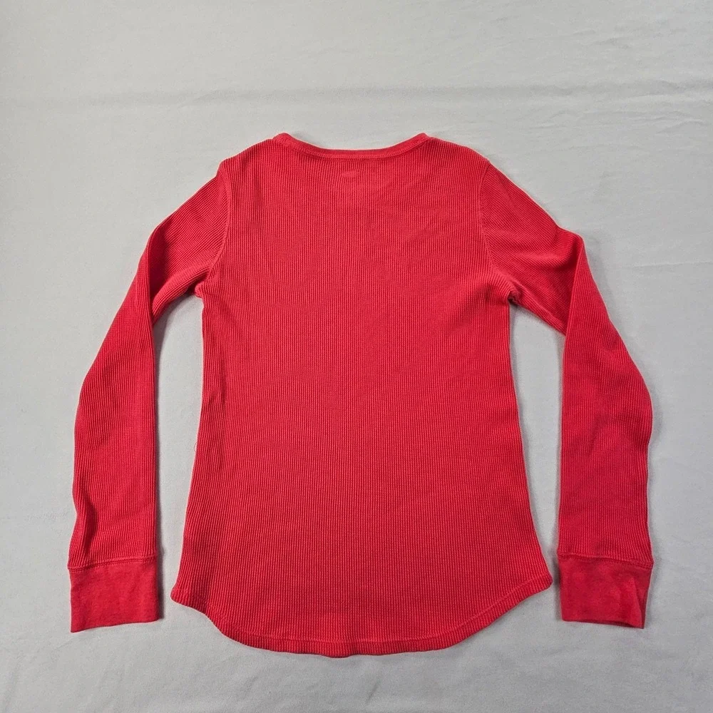 Old Navy Red Long Sleeve Thermal Cotton T-Shirt Girls XL (14)